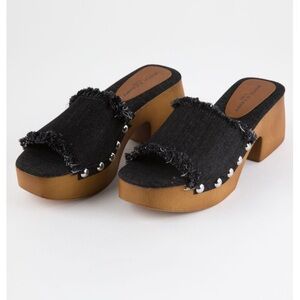 Rock & Candy Noelia Platform Slide Sandals in Black Denim